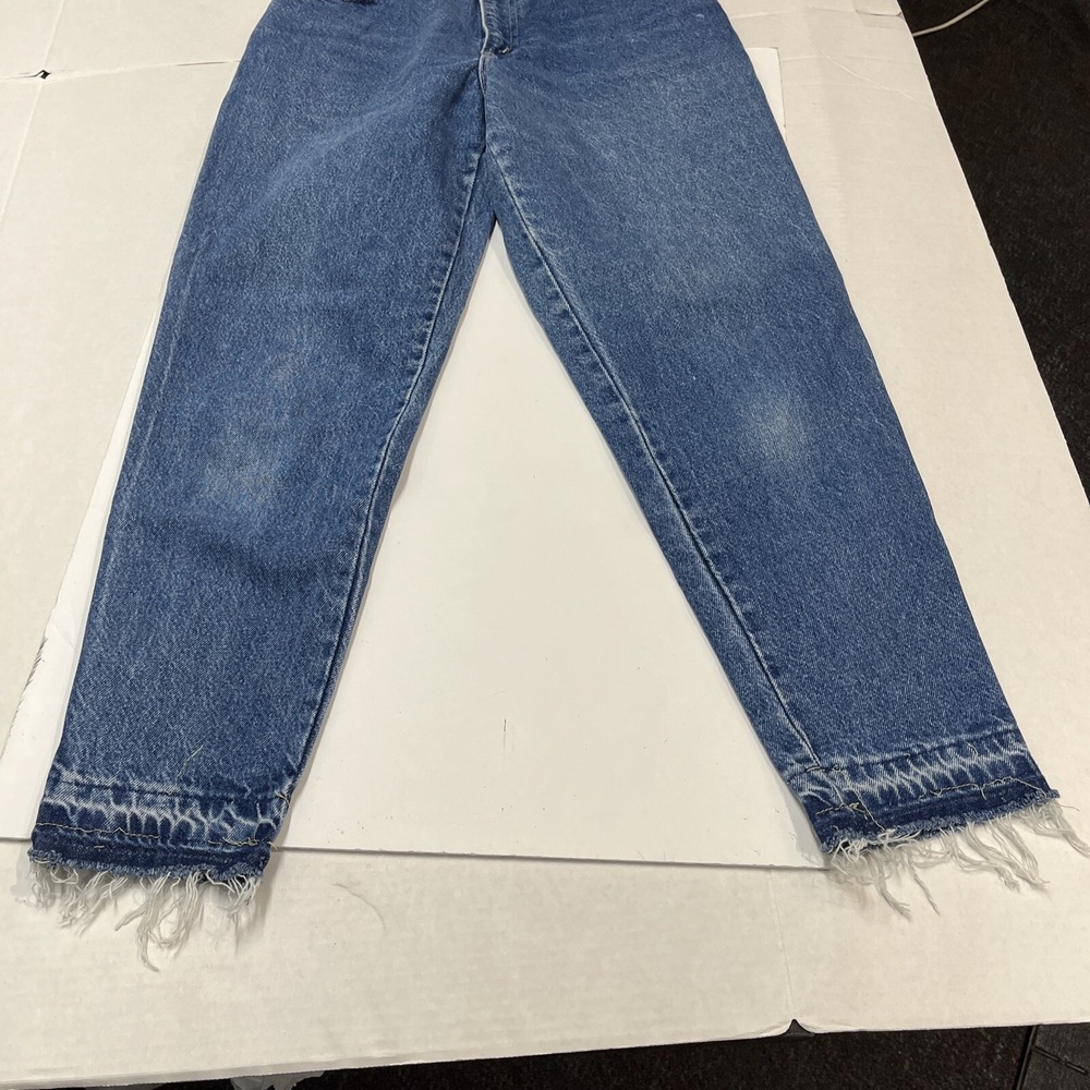 Vintage Chic by h.i.s. High Waisted Mom Jeans Blue Tapered Raw Hem USA Made 12P - Picture 3 of 11
